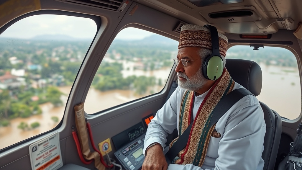 Union Minister Shivraj Singh Chouhan conducts an aerial survey