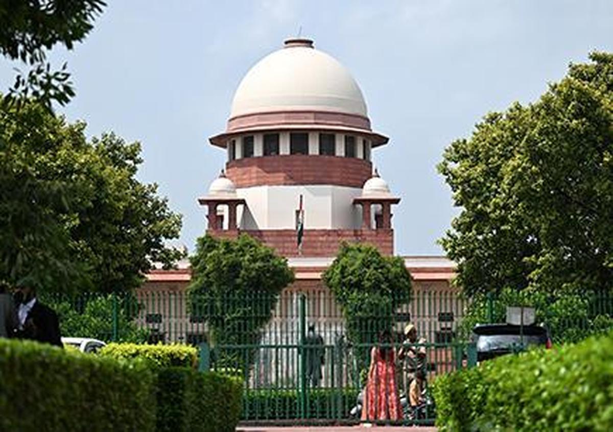 Supreme Court building facade in New Delhi, India.
